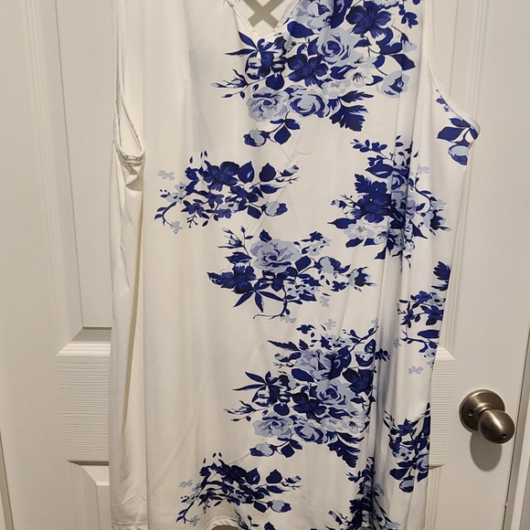 Lily White Dress with Blue Accents - Picture 2 of 7